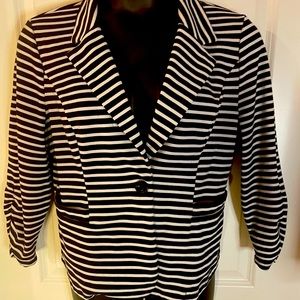 Black and white striped blazer
